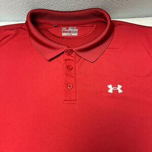 Under Armour HeatGear‎ Golf Athleisure Polo Shirt Performance Loose Fit Red 2XL